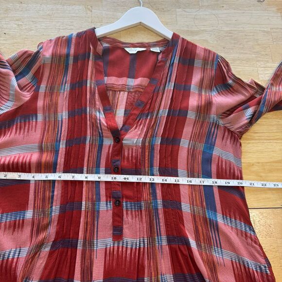 Anthropologie 11.1.Tylho Sao Paulo Plaid Pintuck Tunic Shirt Dress Medium FLAWED - Picture 10 of 12